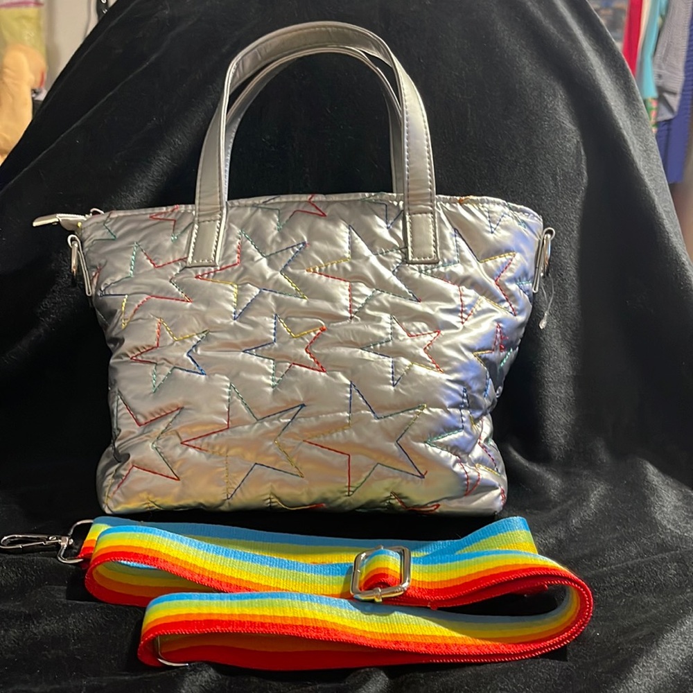 NWT Rainbow Strap Quilted Crossbody bag